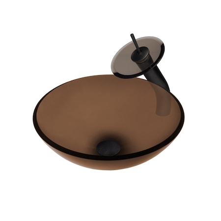 Novatto TY Glass Vessel Bathroom Sink Set, Oil Rubbed Bronze NSFC-168T001ORB